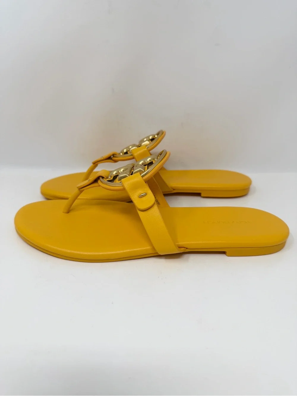 Tory Burch Metal Miller Sandals Leather Yellow Size 6.5
